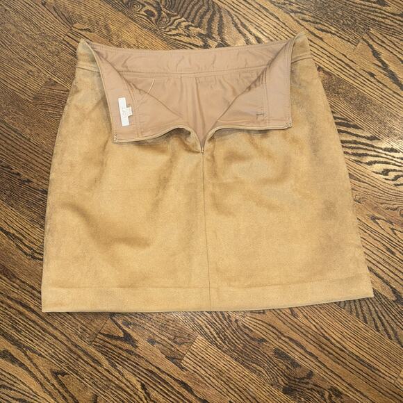 Loft Faux Suede Pocket Shift Skirt Stretch Pale Camel Women's 10 - Picture 6 of 7